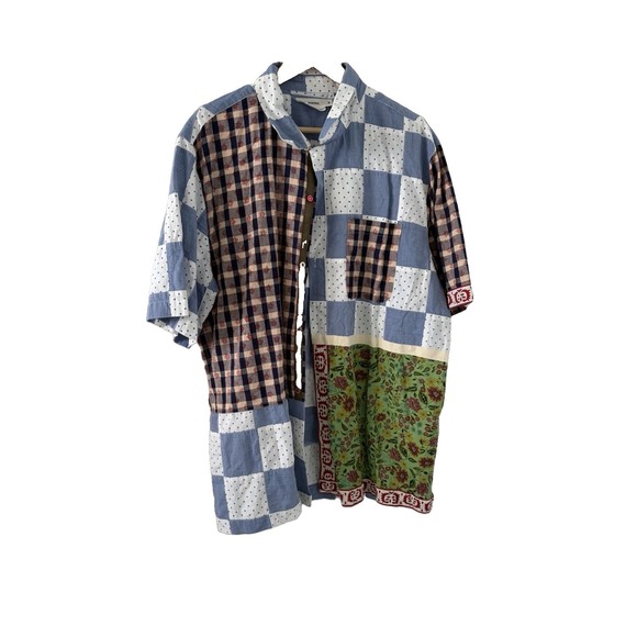 Urban Outfitters Other - Urban Outfitters Urban Renewal Patchwork Multicolor Button Down Shirt XL